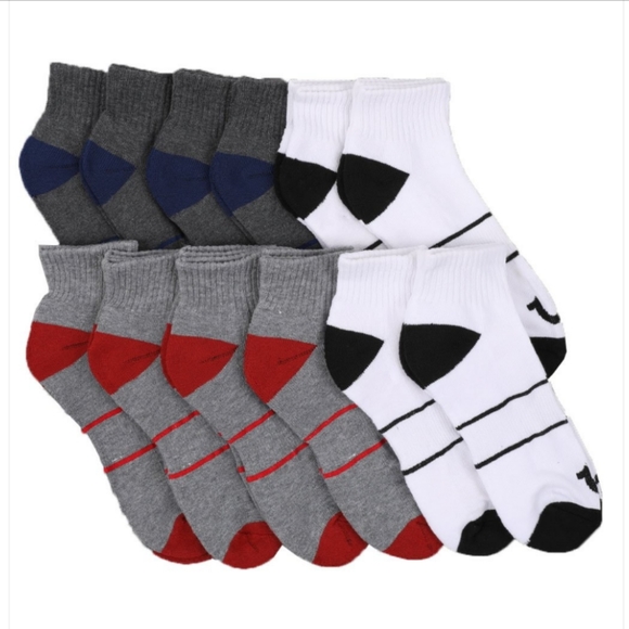 True Religion 10 Pack Mens Quarter Socks New With Tags! - Picture 2 of 4
